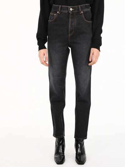 Loewe High-waisted Faded Straight-leg Jeans In Black