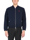 AMI ALEXANDRE MATTIUSSI BOMBER WITH HEART PATCH,11673807