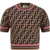 FENDI BROWN SWEATER FOR GIRL WITH DOUBLE FF,11673372