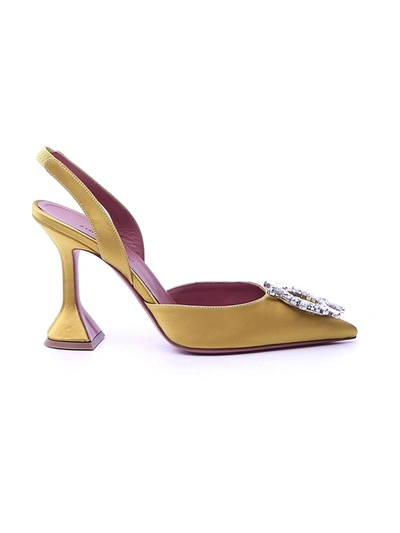 Amina Muaddi Begum Slingback Satin Pumps In Yellow