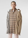 BURBERRY Contrast Check Cotton Flannel Reconstructed Shirt