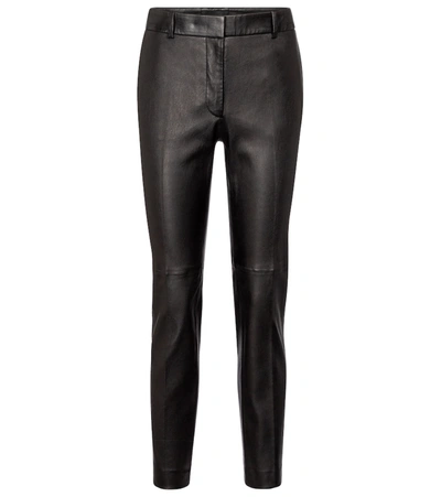 Joseph Mid-rise Leather Slim-fit Trousers In Black