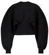 Bottega Veneta Stretch Wool Sweater With Oversize Sleeves In Black