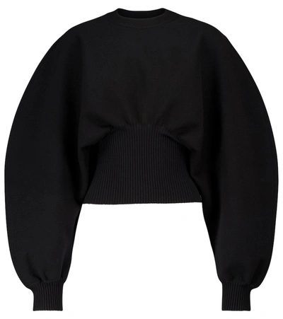 Bottega Veneta Stretch Wool Sweater With Oversize Sleeves In Black