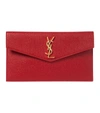Saint Laurent Uptown Medium Ysl Monogram Grain De Poudre Clutch Bag In Dark Red