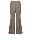 GUCCI G JACQUARD HIGH-RISE FLARED WOOL trousers,P00534671
