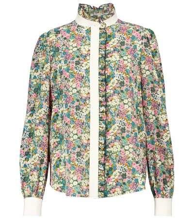 See By Chloé Floral Meadow-print Silk Crepe-de-chine Blouse In Multicolour