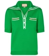 Gucci Sailor-collar Knitted Wool Polo Shirt In Green