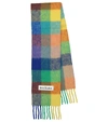 Acne Studios Womens Blue Green Orange Vally Checked Wool Scarf In Blue/orange/green