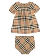 BURBERRY BABY VINTAGE CHECK COTTON DRESS AND BLOOMERS SET,P00529328