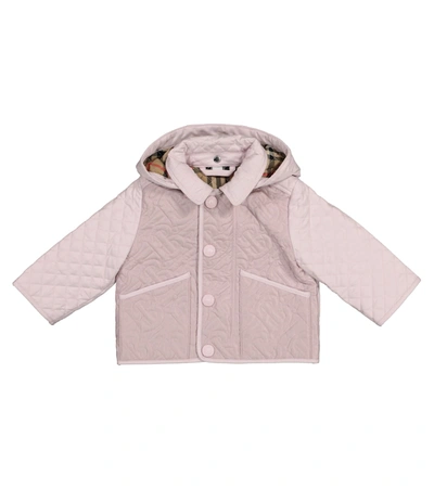 Burberry Kids' Tb Quilted Puffer Jacket With Detachable Hood In Pink