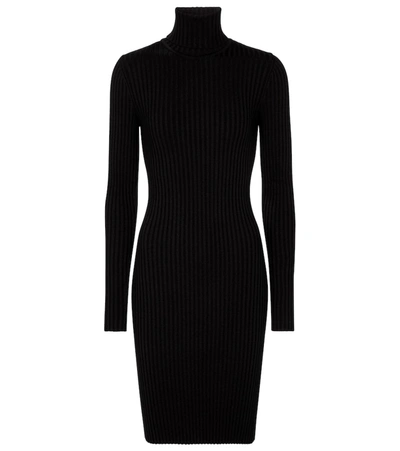 Wolford Ribbed-knit Wool And Cotton Minidress In Black
