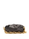 Bottega Veneta The Chain Pouch Gathered Leather Clutch In Black Gold