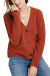 Madewell Secret Santa Cropped V Neck Cardigan In Heather Brick