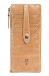 Frye Slim Leather Snap Card Wallet In Beige