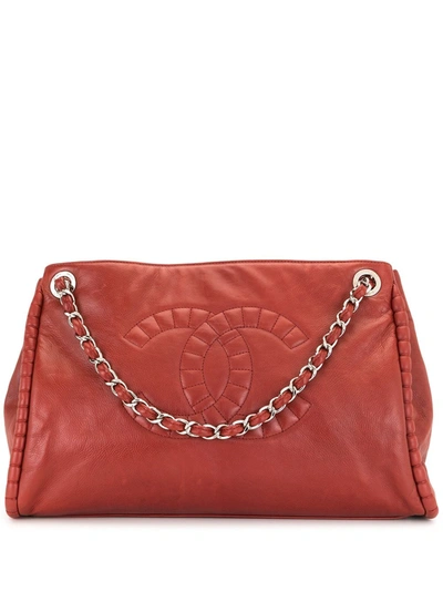 Pre-owned Chanel On The Bund Tote Bag In Red