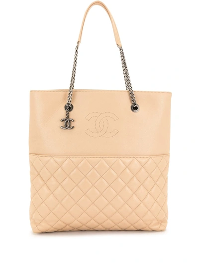 Pre-owned Chanel Cc Diamond-quilted Tote Bag In Brown