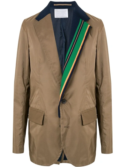 Kolor Striped Single Breasted Blazer In Brown