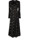 PACO RABANNE FLORAL-PRINT LONG-SLEEVE LONG DRESS