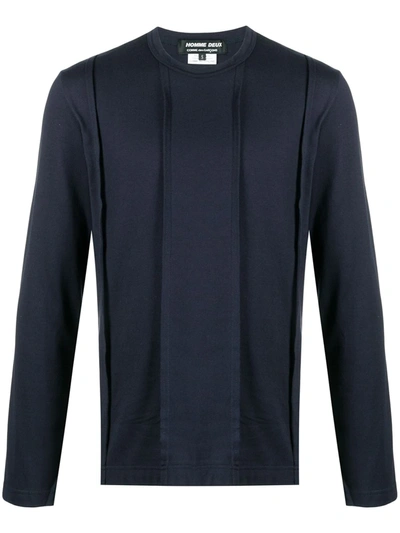 Comme Des Garçons Homme Deux Rib-stitch Long Sleeve Top In Blue