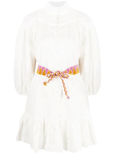 Zimmermann Riders Belted-waist Mini Dress In White | ModeSens