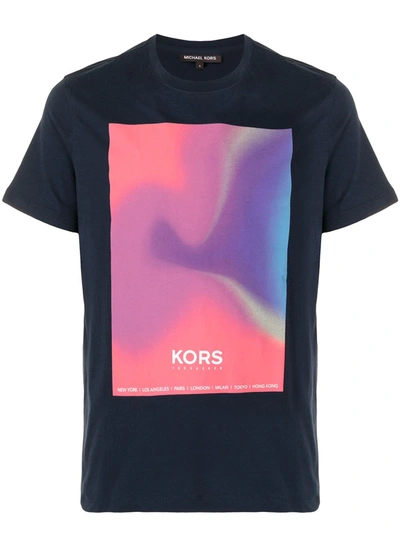 Michael Kors Logo Tie-dye Print T-shirt In Blue