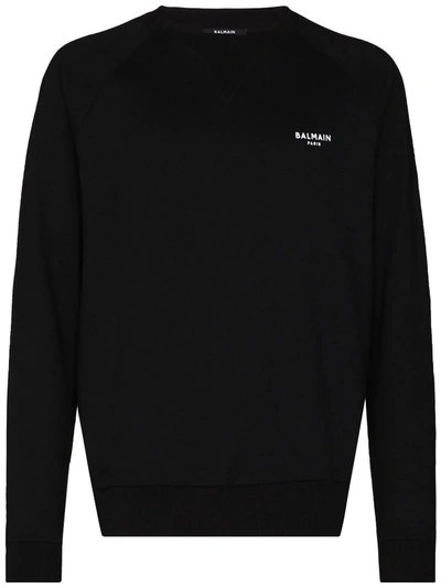 Balmain Logo-print Organic-cotton Sweatshirt In Black