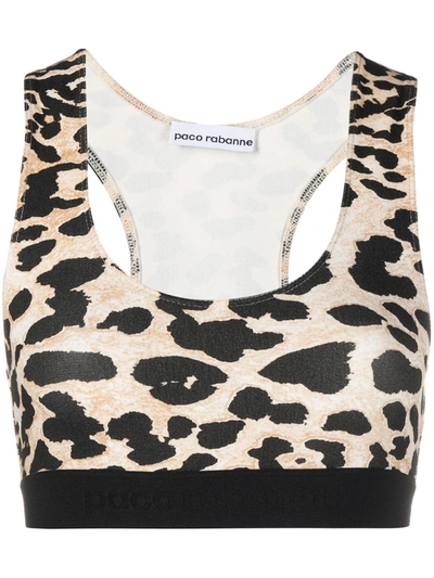Paco Rabanne Top Milano In Jersey Animalier In Nude