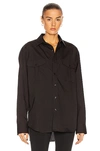 Wardrobe.nyc Release 05 Band-collar Cotton-poplin Shirt In Black