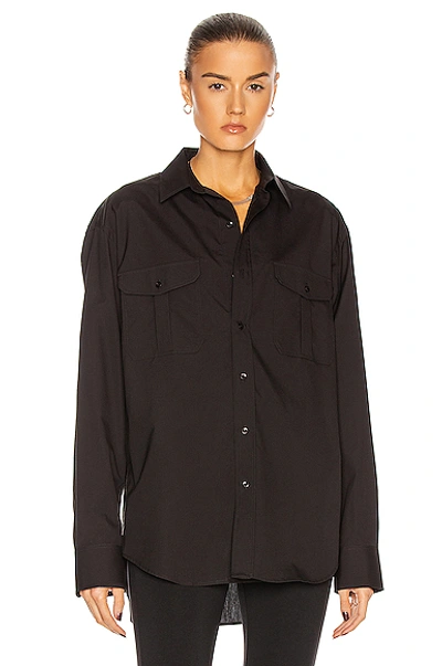 Wardrobe.nyc Release 05 Band-collar Cotton-poplin Shirt In Schwarz