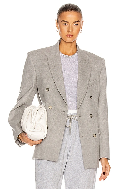 Wardrobe.nyc Release 01 Checked Wool Double-breasted Blazer In Grey Grey