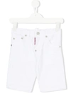 Dsquared2 Rear Logo Patch Denim Shorts In White