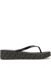 Michael Michael Kors Monogram Print Flip-flops In 001 Black