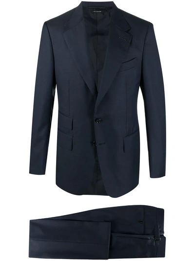 Tom Ford Peak-lapel Single-breasted Trouser Suit In Blue