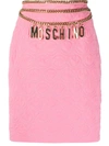 MOSCHINO LOGO腰带绗缝铅笔半身裙