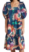 FARM RIO NAVY COLORFUL TOUCANS MIDI DRESS,FARMR30299