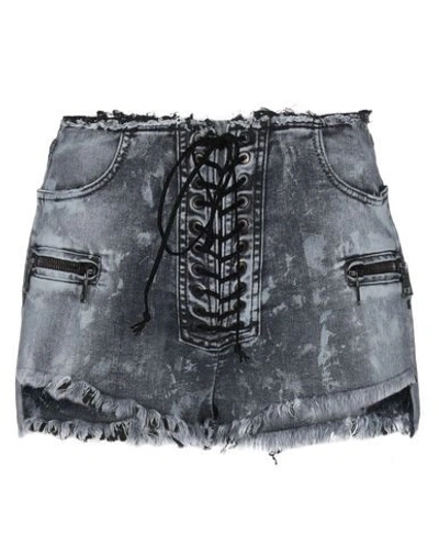 Ben Taverniti Unravel Project Woman Denim Shorts Steel Grey Size 25 Cotton, Elastomultiester, Viscos