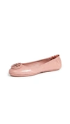 Tory Burch Minnie Travel Ballet Flats With Leather Logo In Rosa