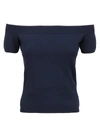 Alexander Mcqueen Off-shoulder Knitted Top In Navy