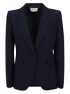 Alexander Mcqueen Peak Shoulder Blazer In Navy
