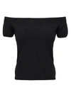 Alexander Mcqueen Off-the-shoulder Stretch-knit Top In Black