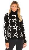 Perfect Moment Star Dust Intarsia Merino Wool Turtleneck Sweater In Black & Snow White Star