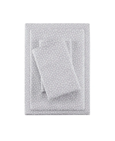 Sleep Philosophy True North Cotton Flannel 4-piece Queen Sheet Set In Grey Dots