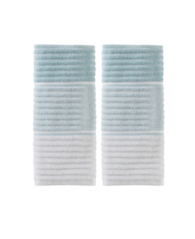 Saturday Knight Planet Ombre 2 Piece Hand Towel Set Bedding In Aqua