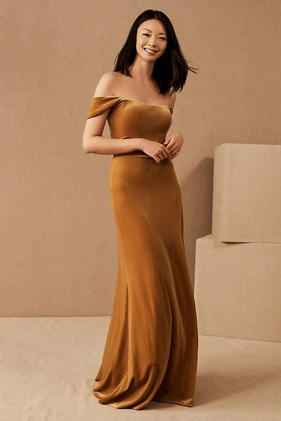 Jenny Yoo Issa Velvet Dress In Yellow ModeSens