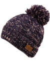 Angela & William Cable Pom Beanie With Sherpa Lining In Mix Navy