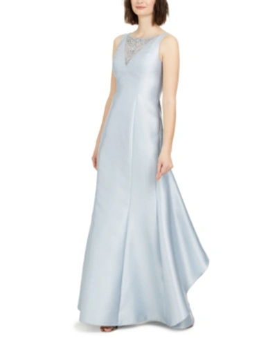 Adrianna Papell Embellished Ruffle-back Gown In Glacier