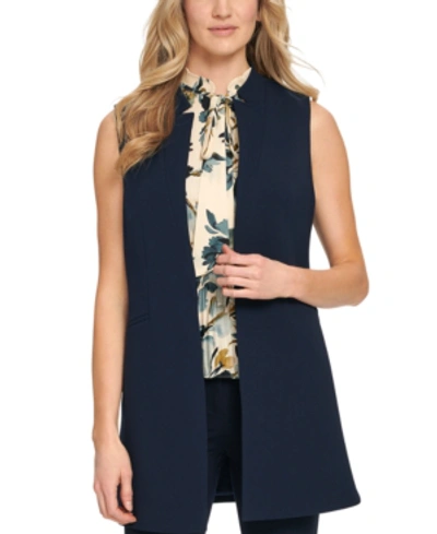 Dkny Sleeveless Lapel Vest In Navy