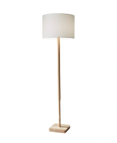 Adesso Ellis Floor Lamp In Natural Rubber Wood