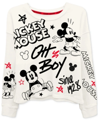 Disney Juniors' Classic Mickey Mouse Long-sleeved Graphic T-shirt In White